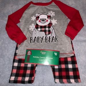 🌼 🎄Holiday Family Pajamas PJs Christmas Toddler Boys Girls Size 3T New Baby Bear